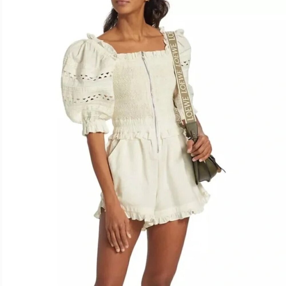 Sea New York Willa Smocking Romper in White